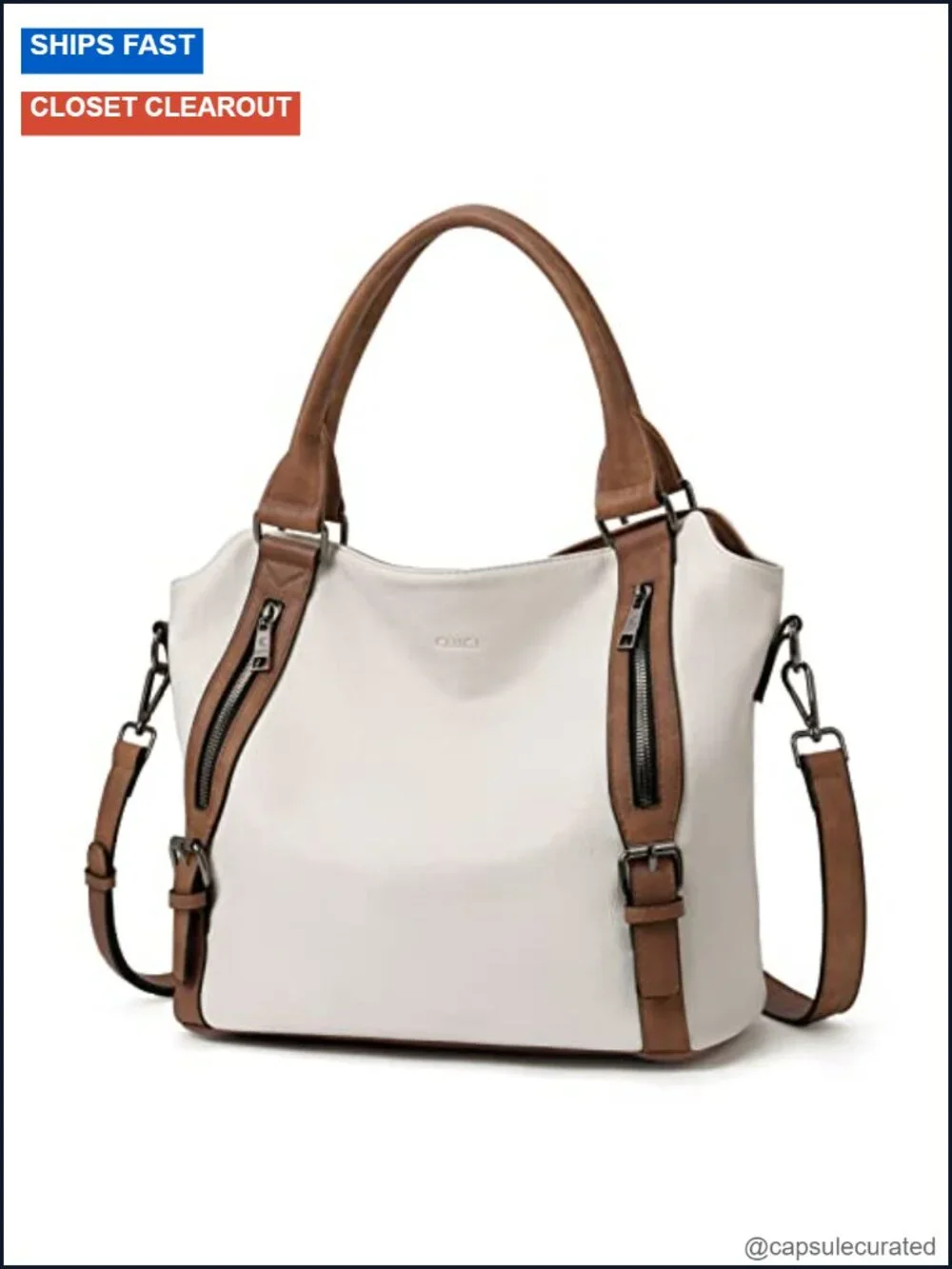 Large Hobo Bag Faux Leather Tote Water Repellent
